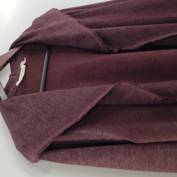 Soft Surroundings Long Hooded Cozy Wine Red Open Front Cardigan Sweater - Picture 4 of 10